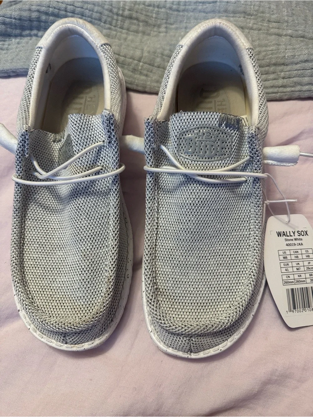 Hey Dude Wally Sox Stone White Knit Slip-On Loafers